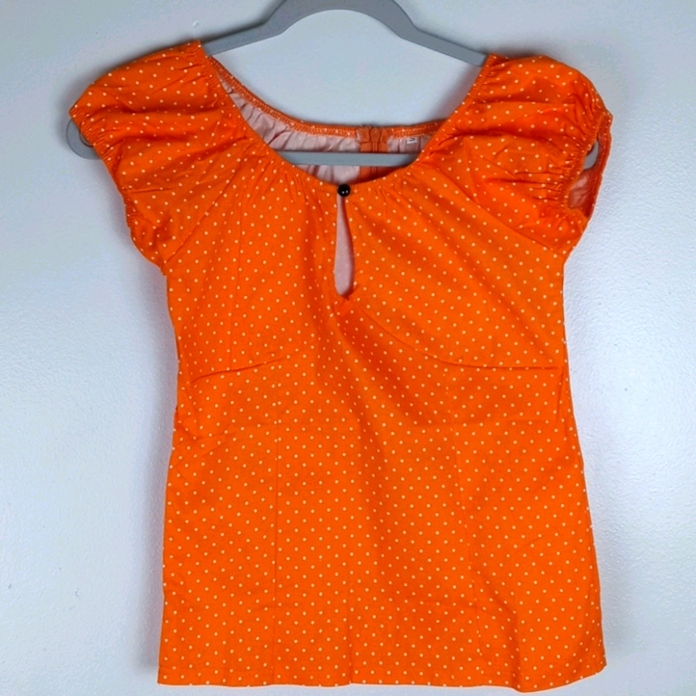 Orange Polka Dot Top
